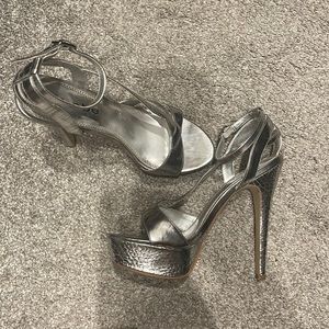 Bebe silver heels. Size 6